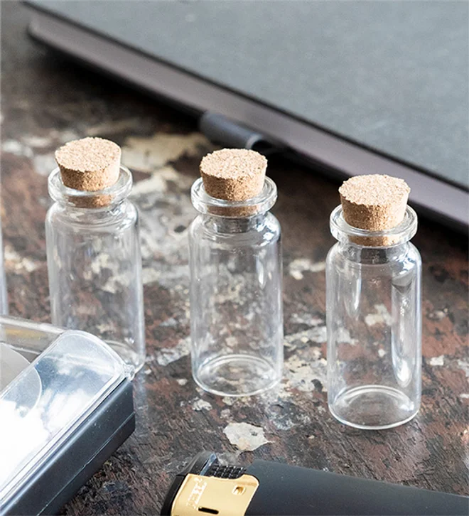 Small Airtight vials for psychedelic microdose storage.